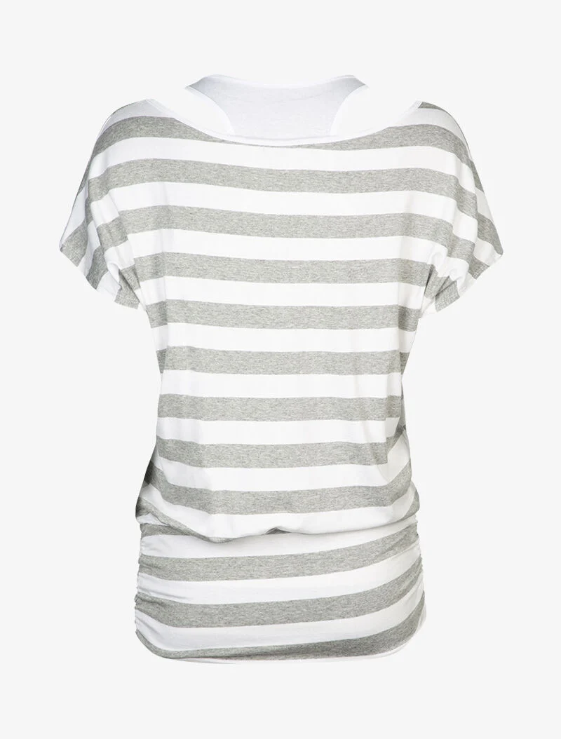 Top rayé à débardeur intégré - gris clair