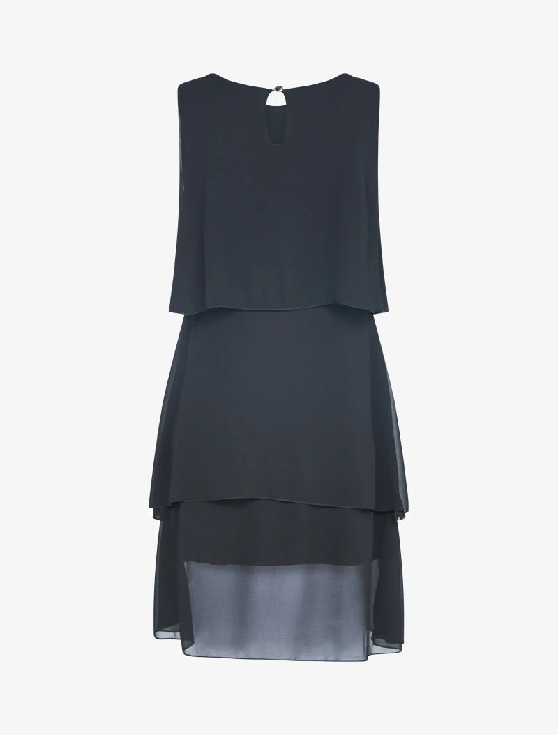 Robe en voile à col bijou - noir