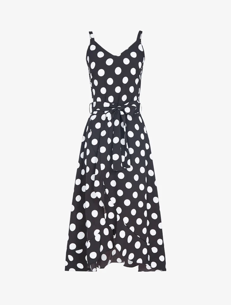 Robe portefeuille à pois - noir