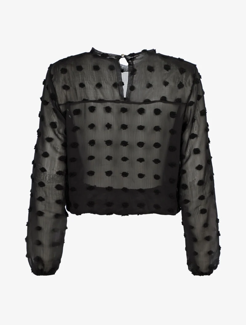 Top empiécé de ronds en relief - noir