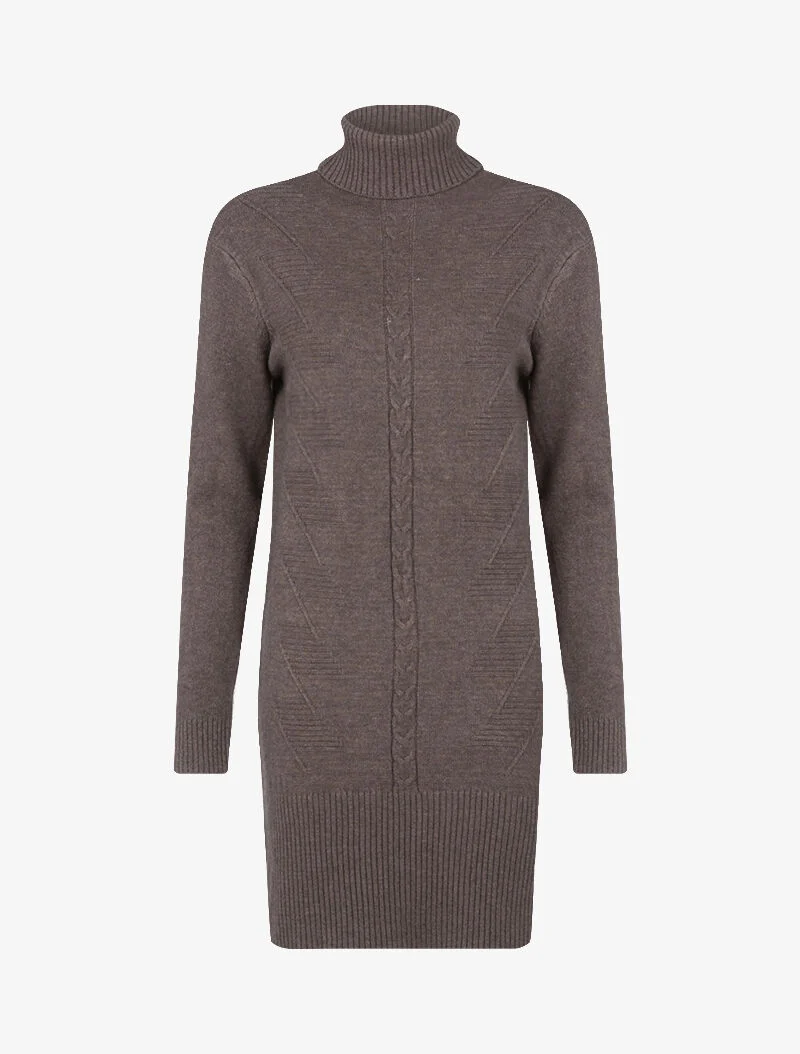 Robe pull à bande centrale tressée - taupe