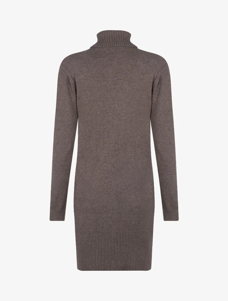 Robe pull à bande centrale tressée - taupe