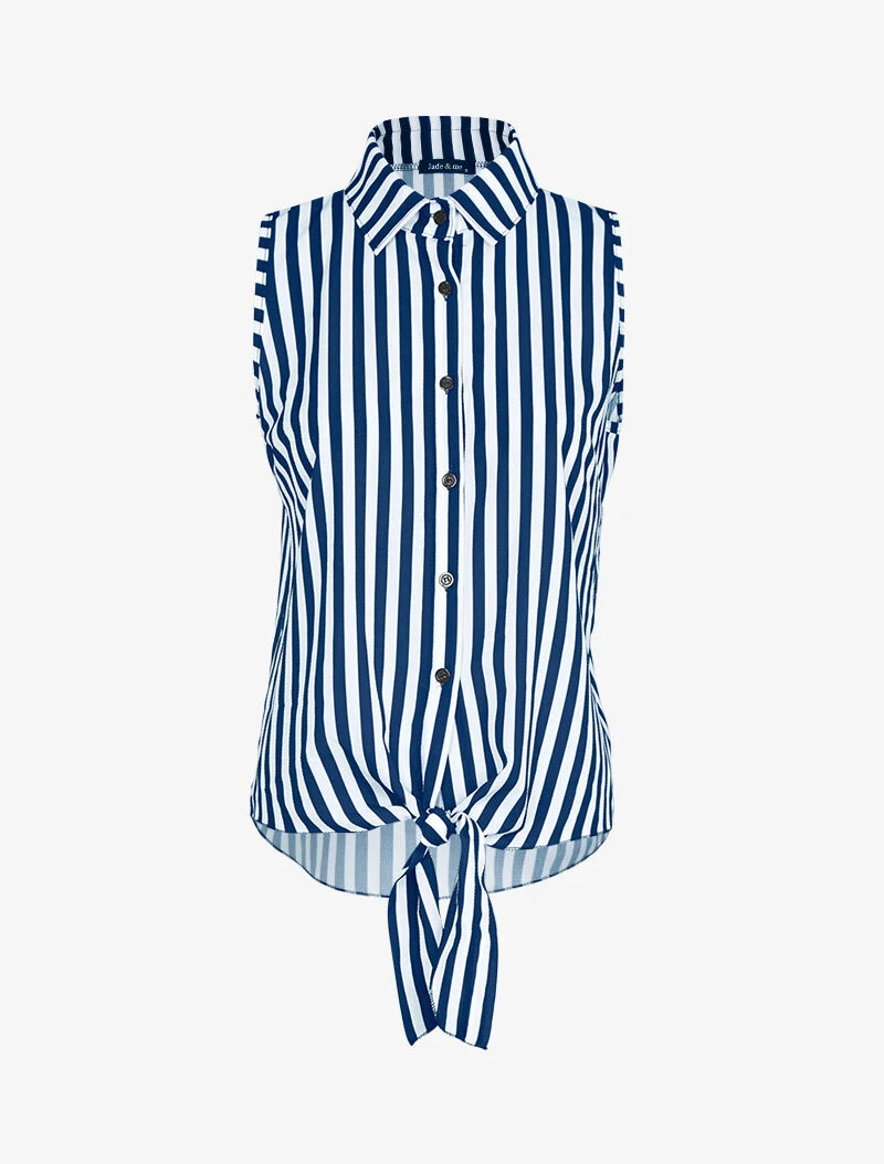 Chemise sans manches à rayures - marine