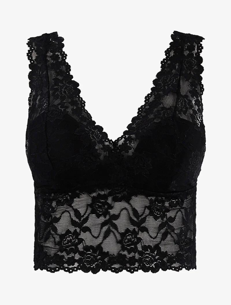 Crop top en dentelle - noir