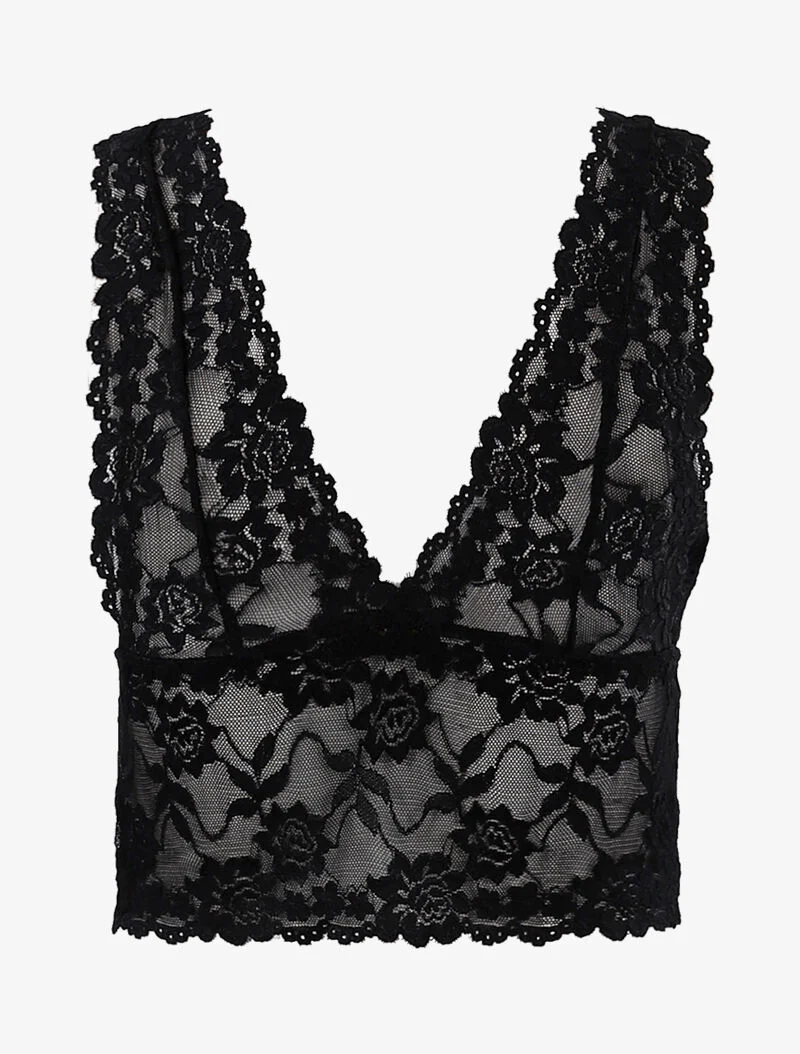 Crop top en dentelle - noir
