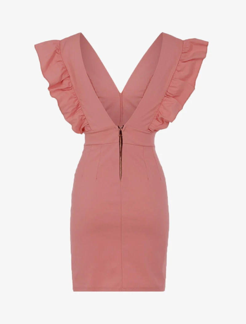 Robe à emmanchures volantées - rose
