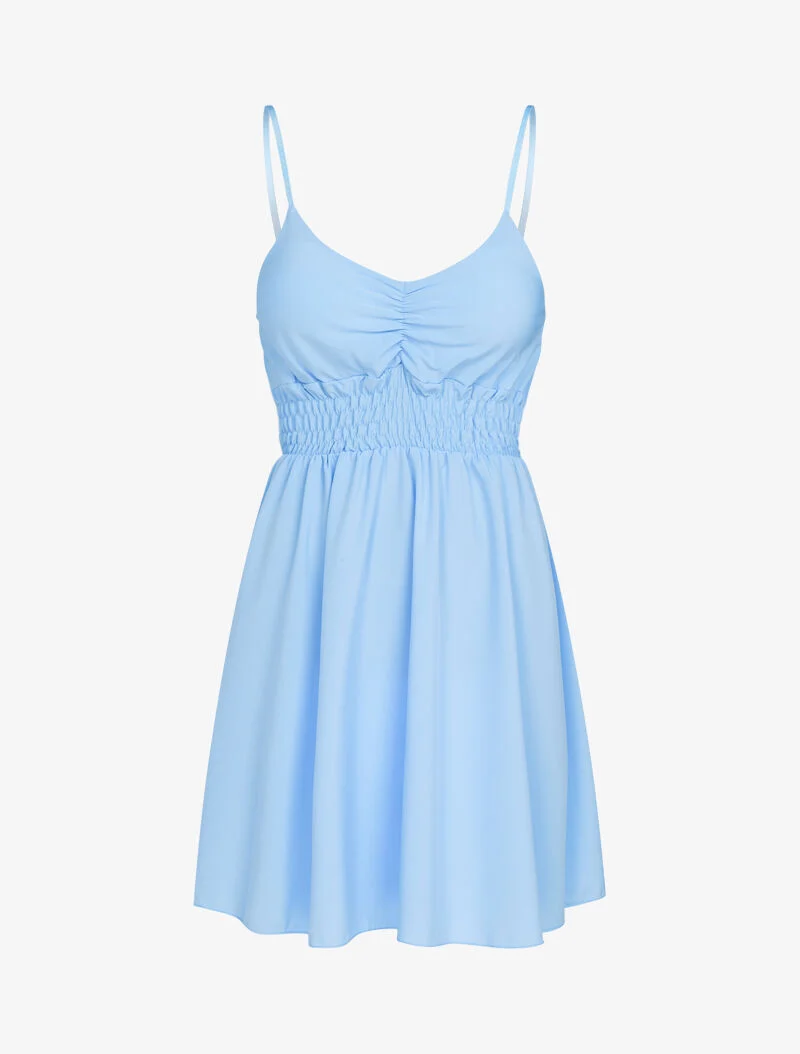 Robe patineuse à fines bretelles - bleu ciel