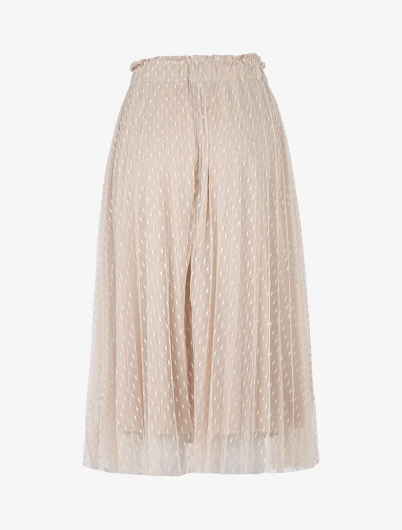 Jupe midi en tulle à pois - beige