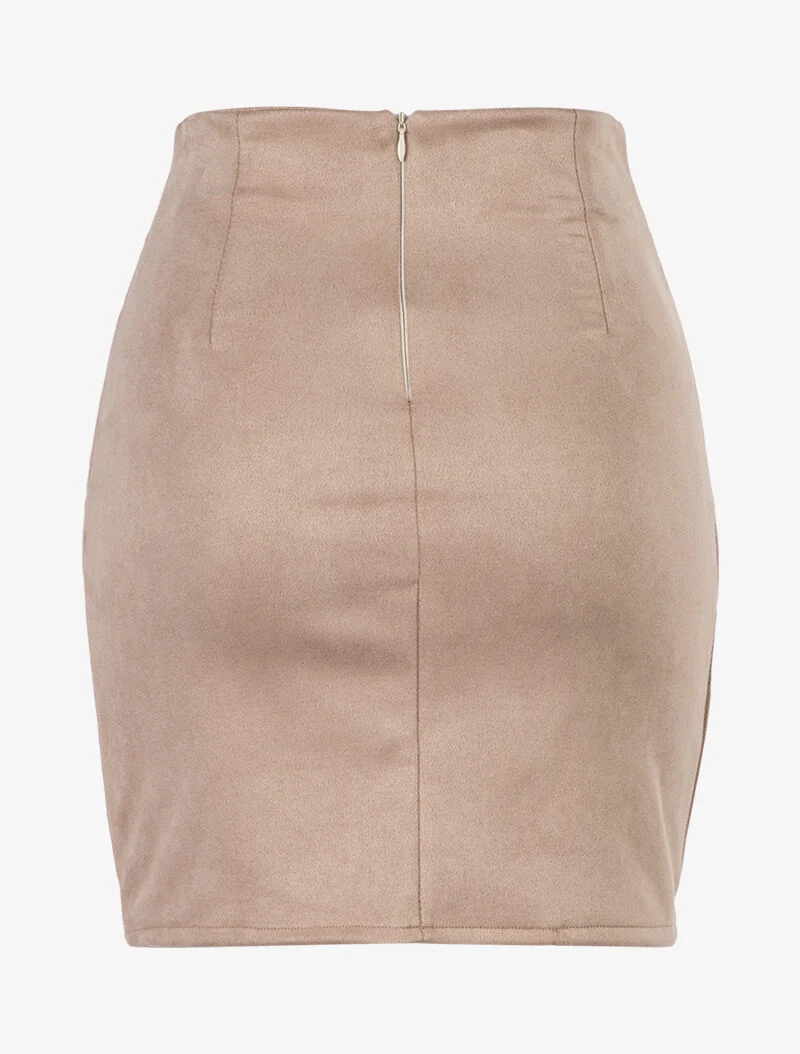 Jupe en suédine à côtés froncés - beige