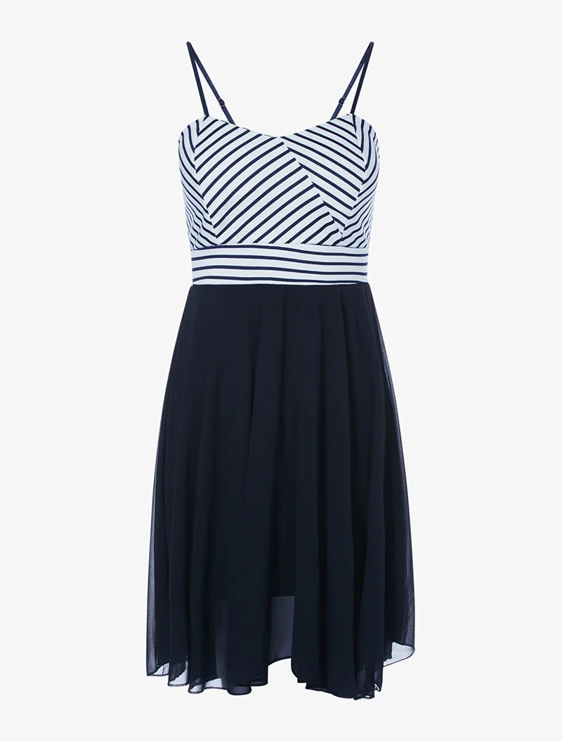 Robe à buste inspiration marinière - marine