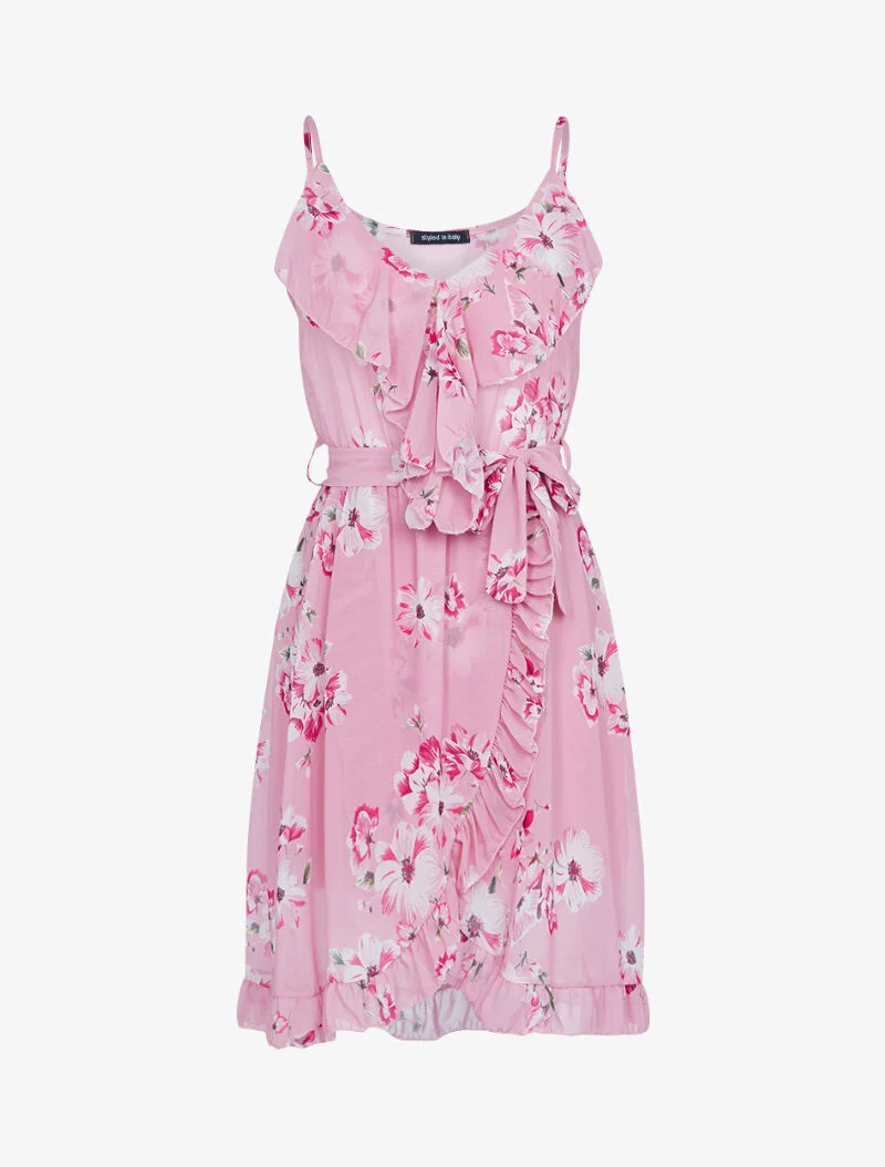 Robe portefeuille à imprimé floral - rose