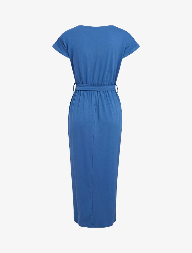 Robe portefeuille à boutonnière - bleu charrette