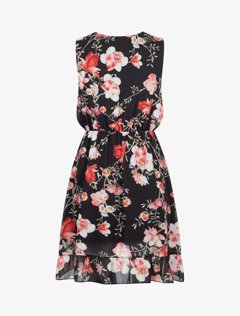 Robe portefeuille à imprimé floral - noir