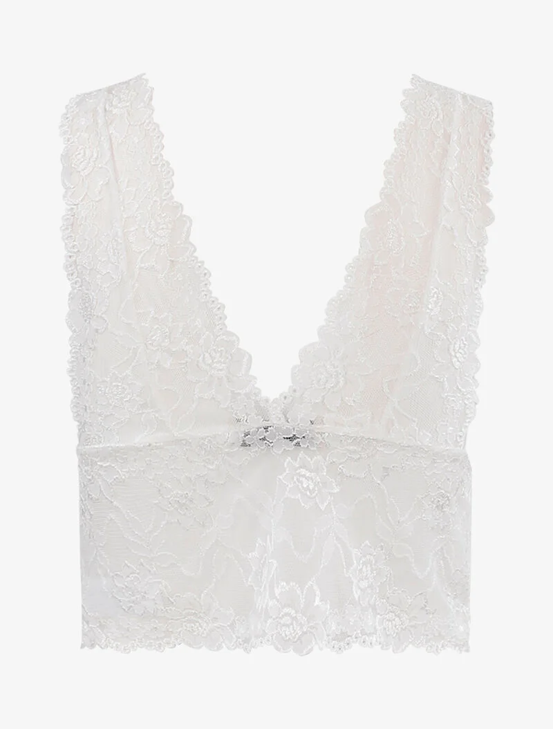 Crop top en dentelle - blanc