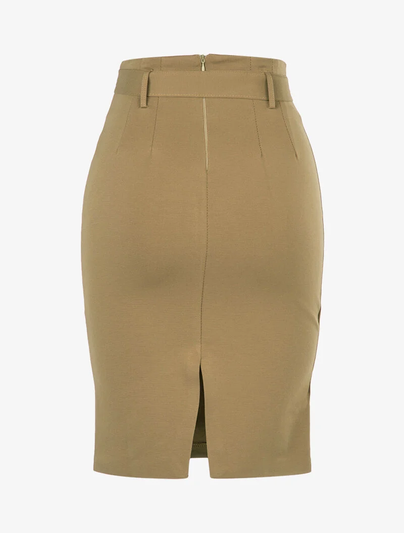 Jupe crayon taille haute - taupe