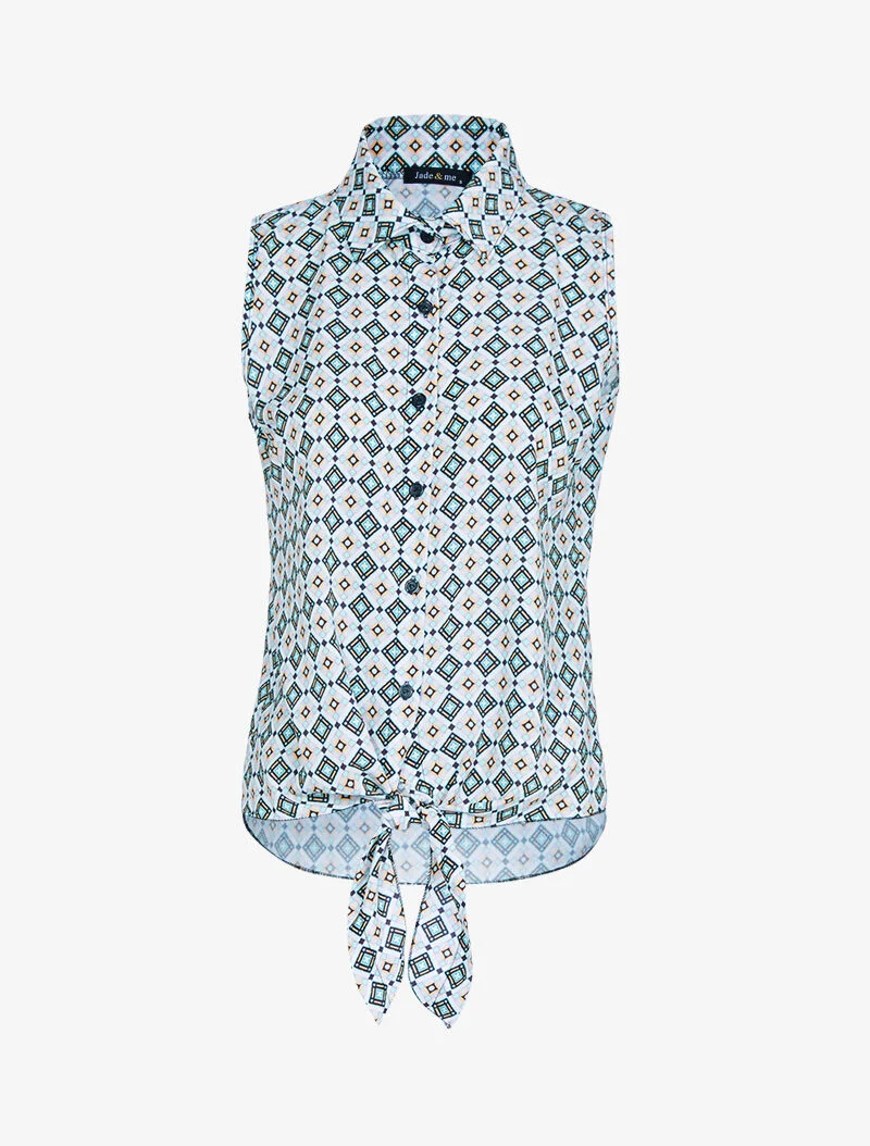 Chemise sans manches à pois - blanc