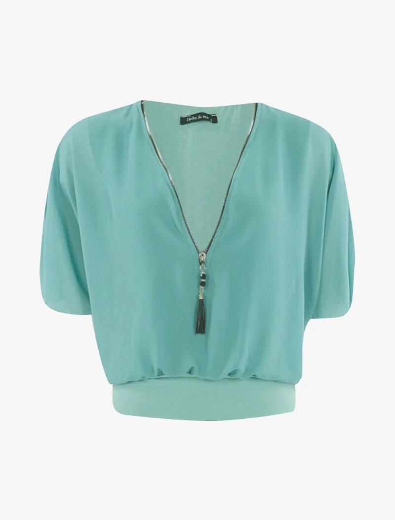 Top coupe boule en voile transparent - vert d'eau