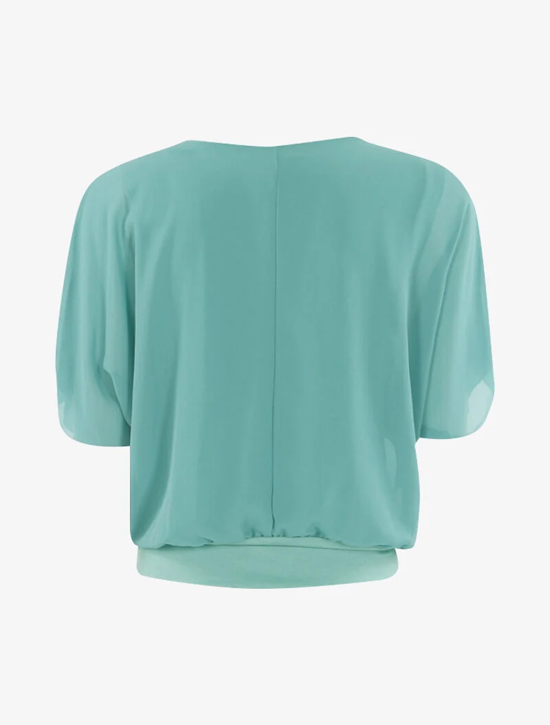 Top coupe boule en voile transparent - vert d'eau