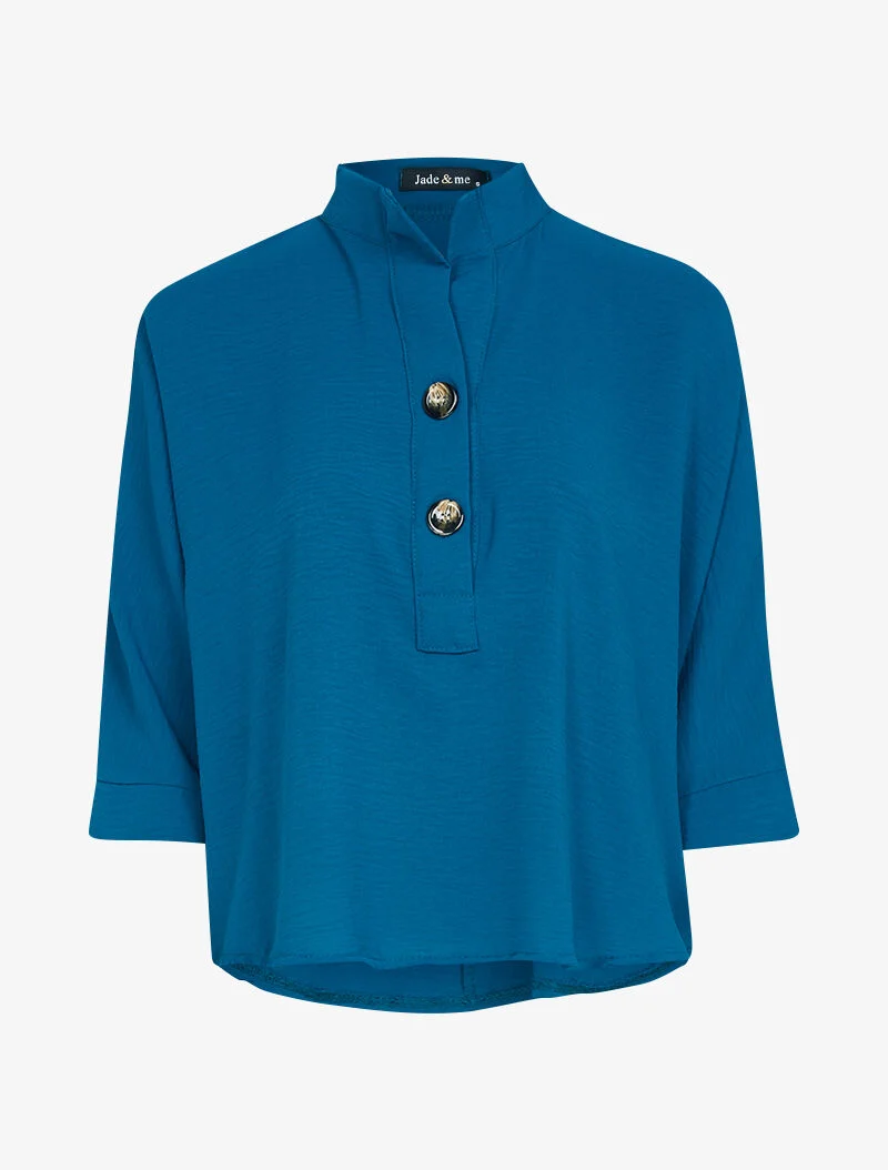 Top loose coupe chauve souris - bleu pétrole