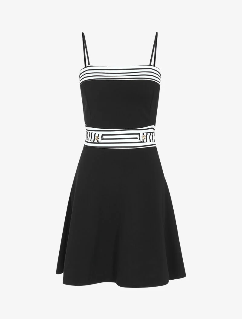 Robe patineuse à détails style marinière - noir
