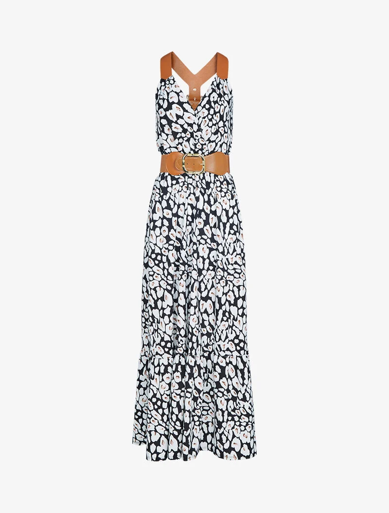 Robe à bretelles style sangles en simili - noir
