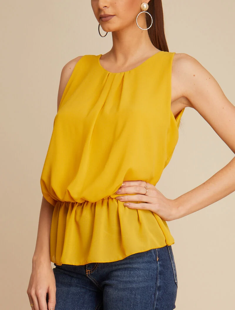 Top boule à dos en crochet - jaune