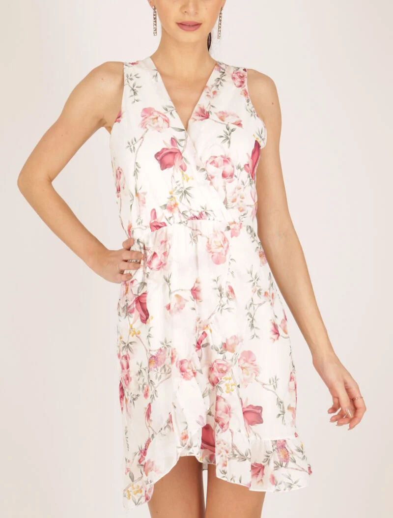 Robe portefeuille à imprimé floral - ecru