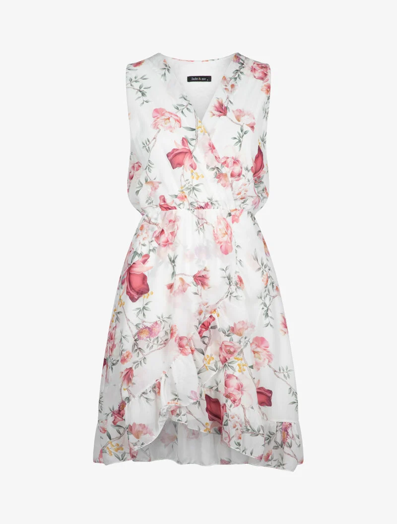 Robe portefeuille à imprimé floral - ecru