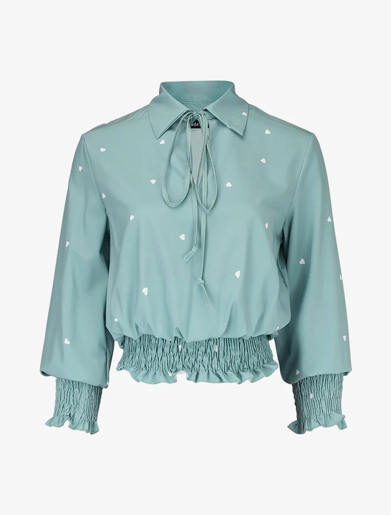 Crop top à imprimé coeurs - turquoise