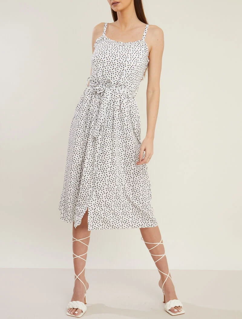 Robe longue à pois - ecru