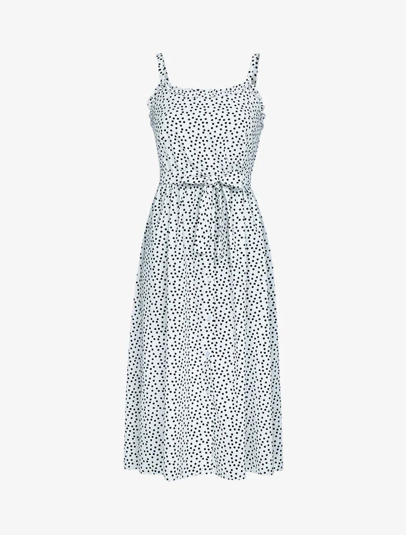 Robe longue à pois - ecru