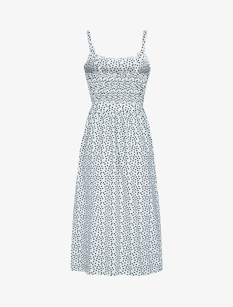 Robe longue à pois - ecru