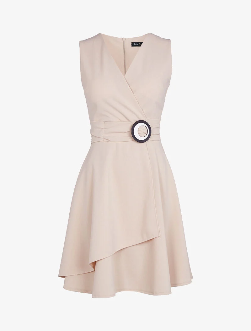 Robe patineuse à boucle contrastante - beige rosé