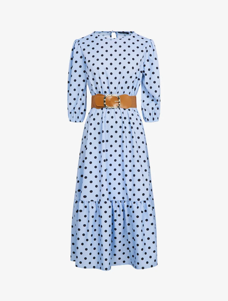 Robe à imprimé pois - bleu ciel