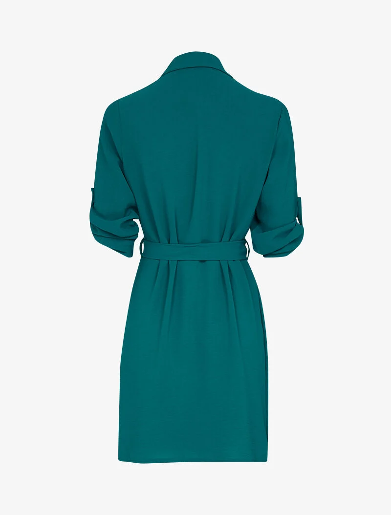Robe ample style chemise - bleu canard