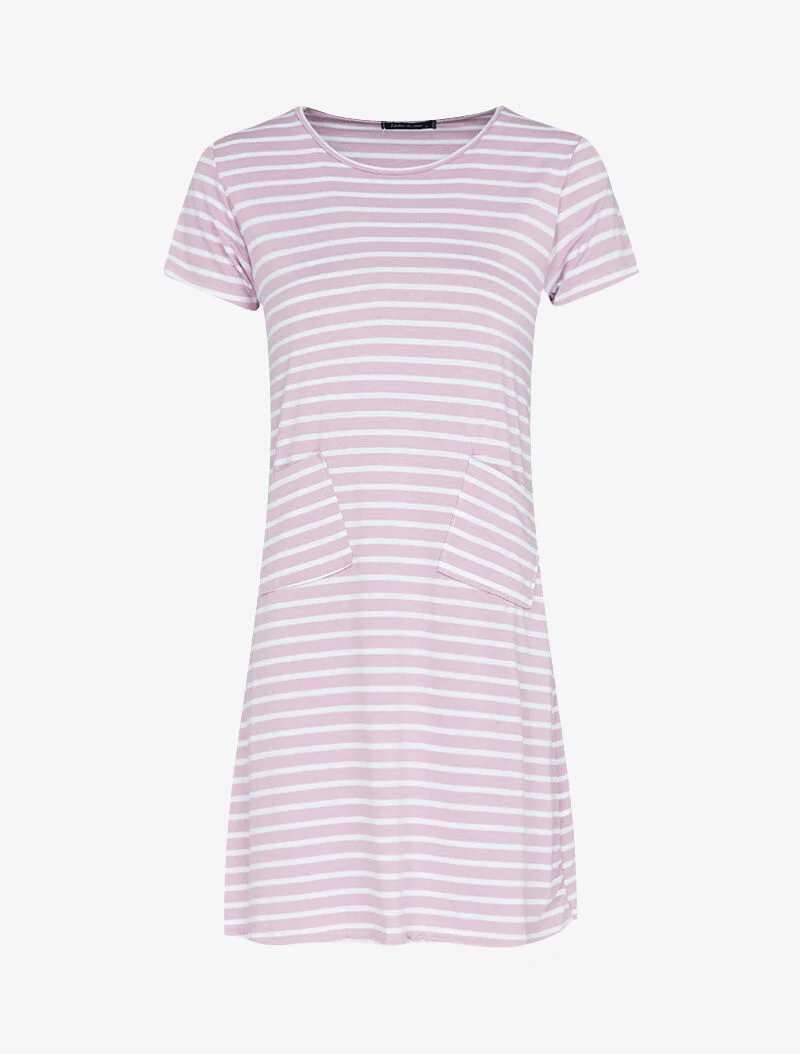 Robe t-shirt rayée - rose