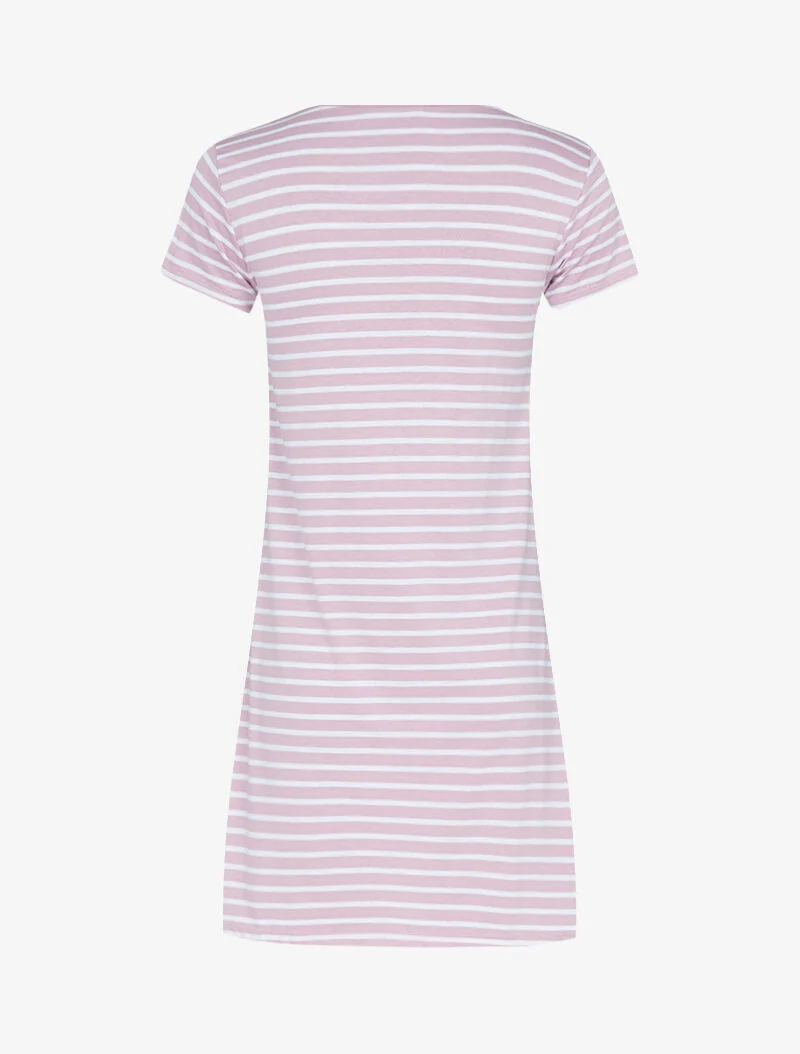 Robe t-shirt rayée - rose