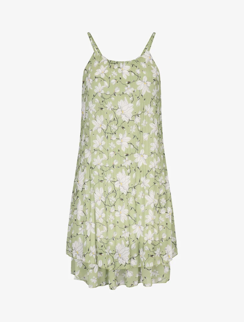 Robe gaufrée à imprimé floral - vert anis