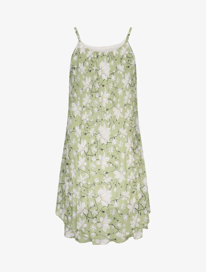 Robe gaufrée à imprimé floral - vert anis