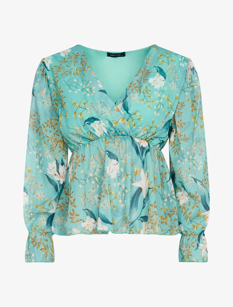 Top irisé à imprimés - turquoise