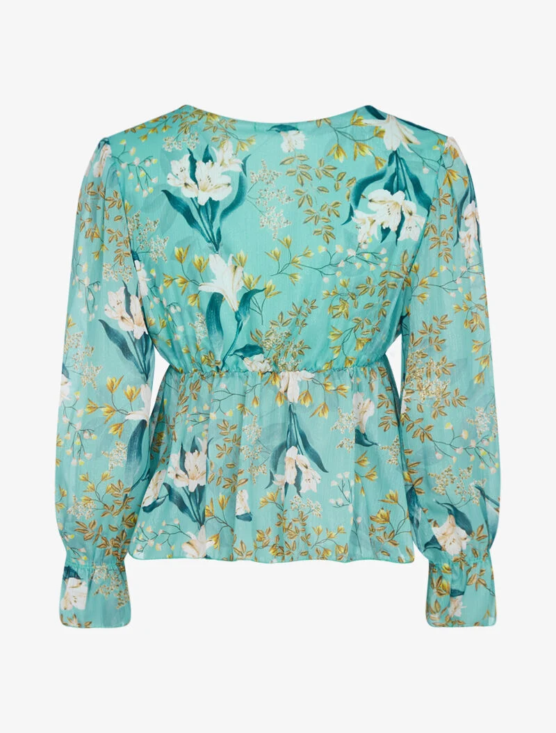 Top irisé à imprimés - turquoise