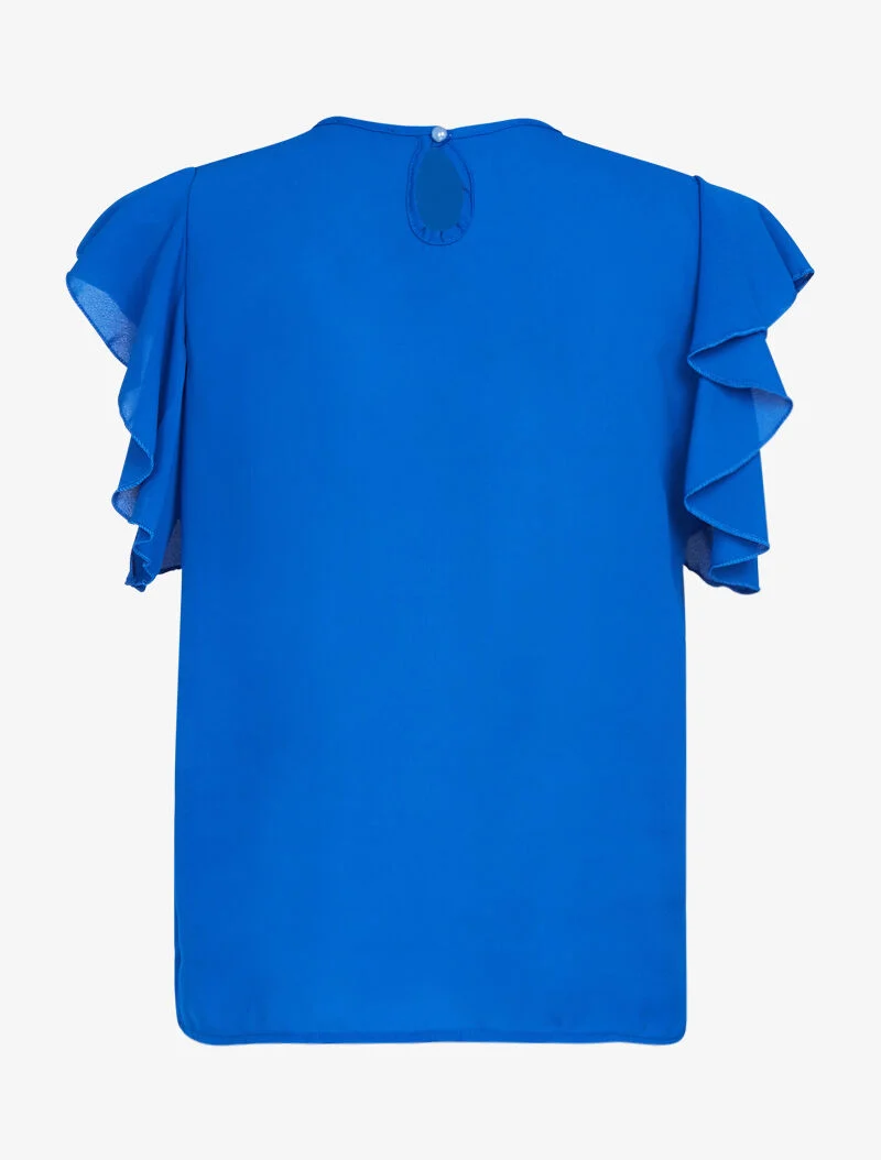 Top transparent à col sanglé - bleu roi