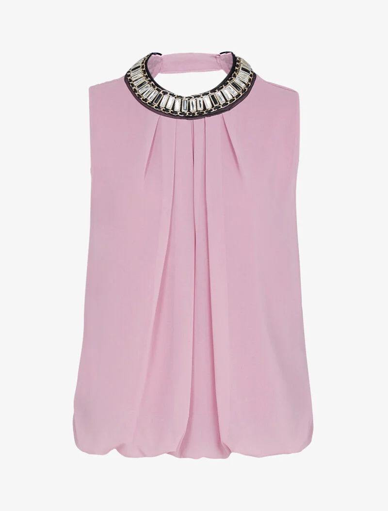 Top boule à col bijoux - rose