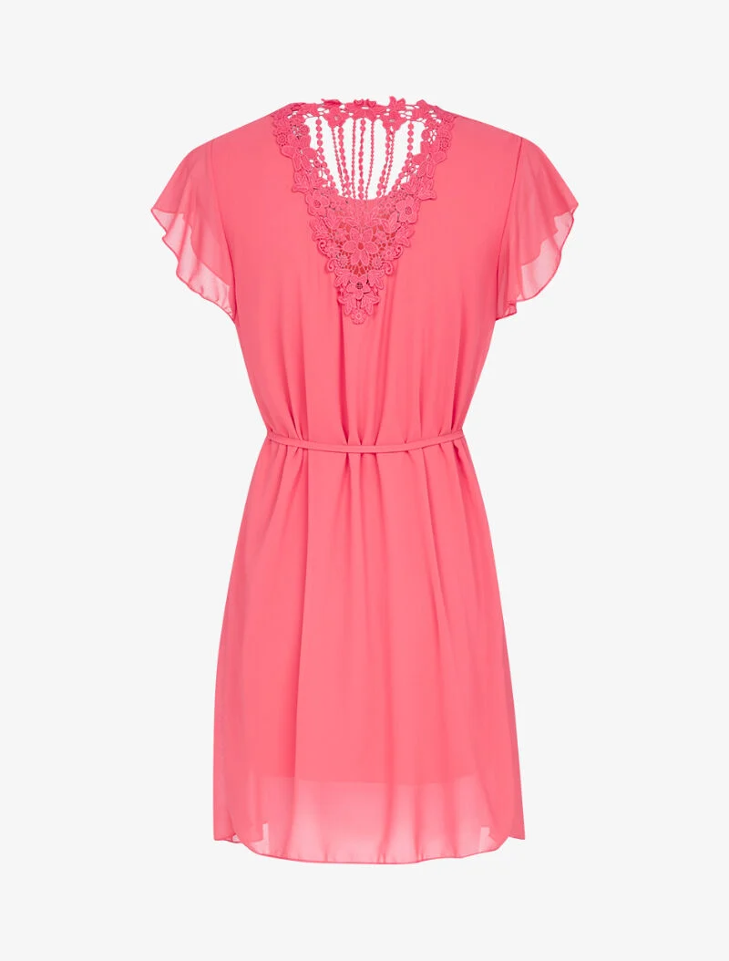 Robe à dos en crochet stylisé - corail