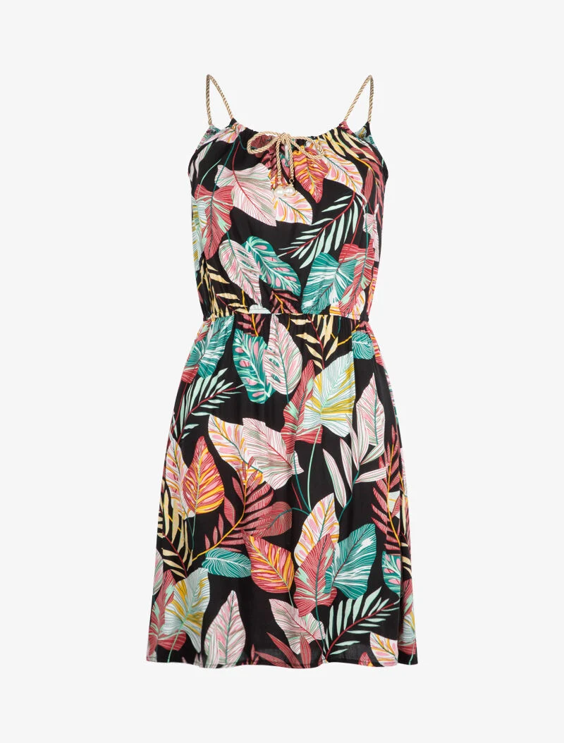 Robe à bretelles styles cordes irisées - noir