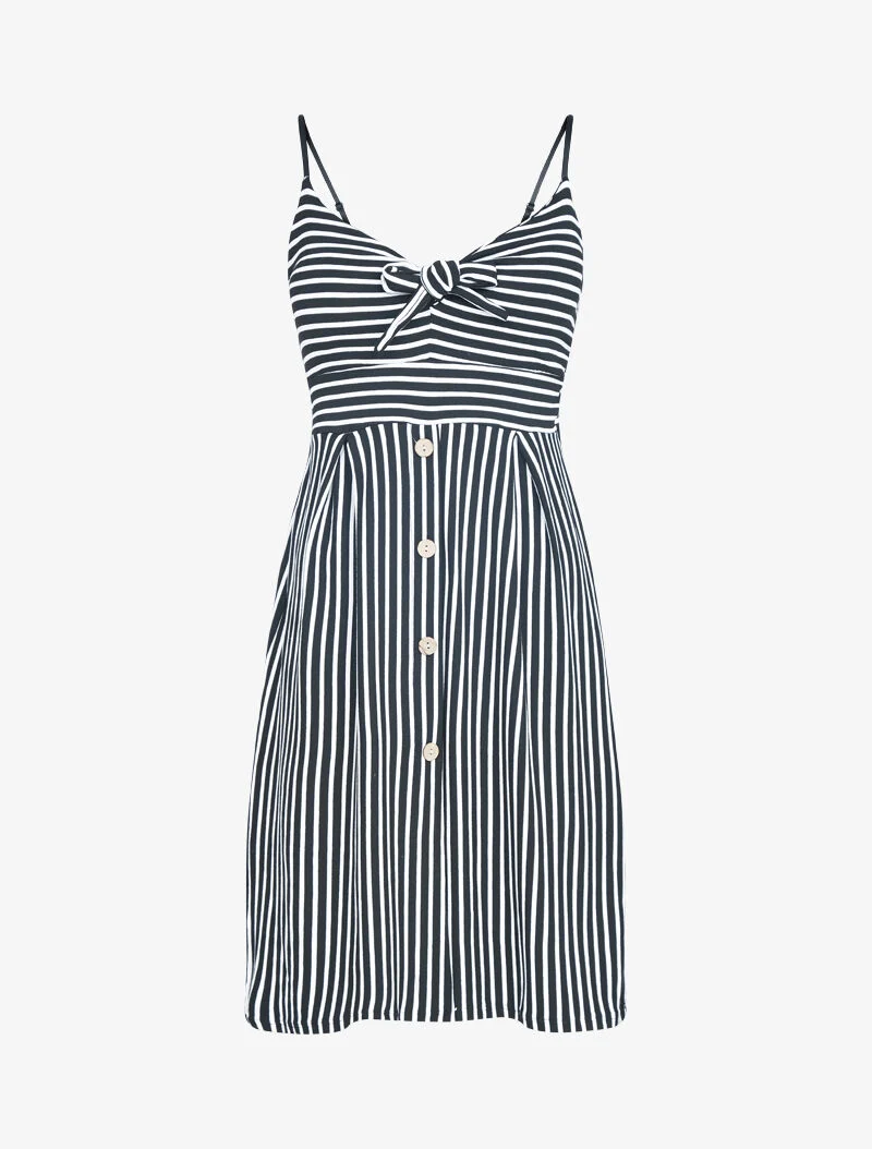 Robe rayée à col coeur - noir