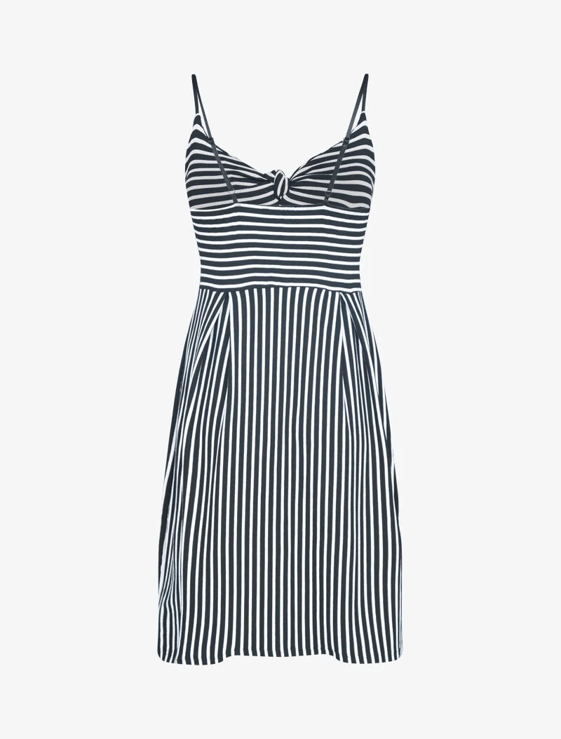Robe rayée à col coeur - noir