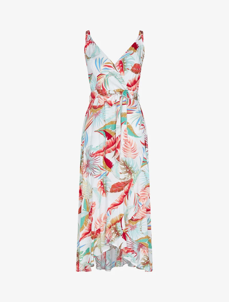 Robe coupe portefeuille volantée - blanc