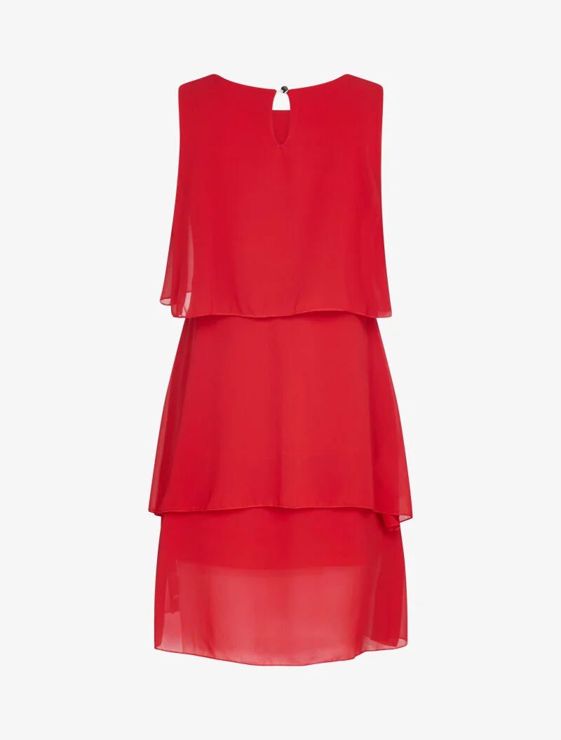 Robe en voile à col bijou - rouge