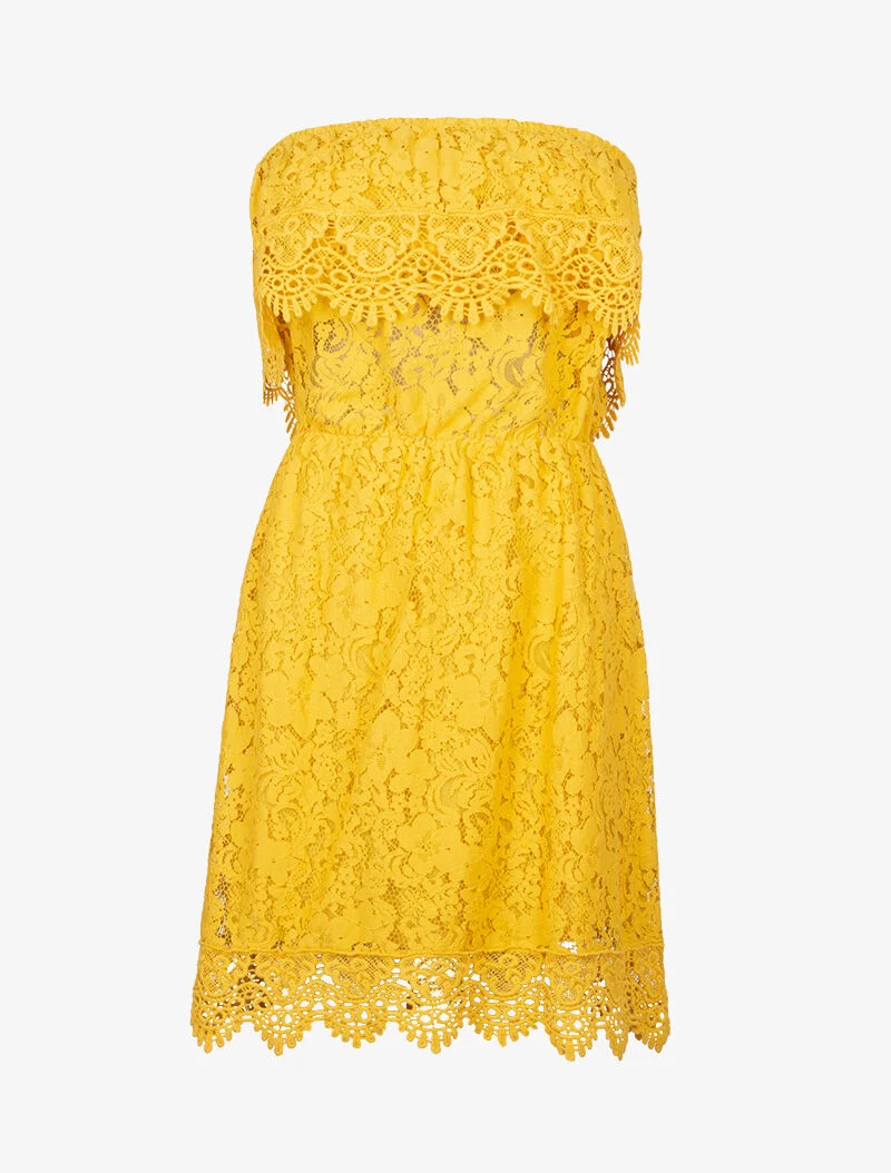 Robe bustier en crochet - jaune